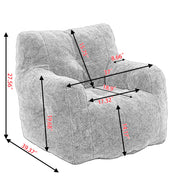 010-Soft Teddy Fabric Tufted Foam Bean Bag Chair With Teddy Fabric Ivory White Hallohomie