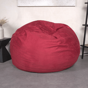 5-Foot Comfortable High-Density Shredded Foam Bean Bag Chair for Kids and Adults, with Removable Microsuede Cover, Ideal Reading and Bedroom Floor Lounge, Chinese Red Hallohomie