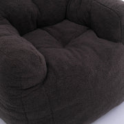 010-Soft Teddy Fabric Tufted Foam Bean Bag Chair With Teddy Fabric Dark Gray Hallohomie