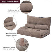 Orisfur. Lazy Sofa Adjustable Folding Futon Sofa Video Gaming Sofa with Two Pillows Hallohomie