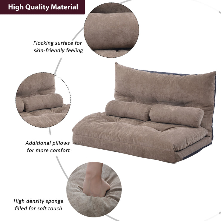 Orisfur. Lazy Sofa Adjustable Folding Futon Sofa Video Gaming Sofa with Two Pillows Hallohomie