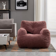 010-Soft Teddy Fabric Tufted Foam Bean Bag Chair With Teddy Fabric Bean Paste Red Hallohomie