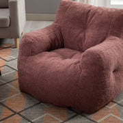 010-Soft Teddy Fabric Tufted Foam Bean Bag Chair With Teddy Fabric Bean Paste Red Hallohomie