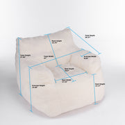 010-Soft Teddy Fabric Tufted Foam Bean Bag Chair With Teddy Fabric Ivory White Hallohomie