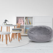 Minky Velvet Bean Bag Chair, Grey - 3ft Plush Floor Chair for Kids and Adults w/Washable Cover, Lounge Chair with Stretchable Fabric, Comfy Bedroom Chair, Filled with Shredded and Memory Foam. Hallohomie