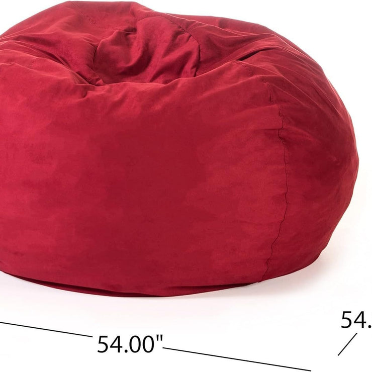 5-Foot Comfortable High-Density Shredded Foam Bean Bag Chair for Kids and Adults, with Removable Microsuede Cover, Ideal Reading and Bedroom Floor Lounge, Chinese Red Hallohomie