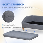 PawHut 38" Dog Sofa for Medium Large Dogs, Dog Couch with Removable Cushion, Washable Cover, Anti-slip Feet for Dogs Up to 55 lbs, Gray Hallohomie