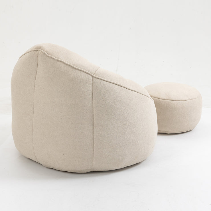 Bedding Bean Bag Sofa Chair High Pressure Foam Bean Bag Chair Adult Material with Padded Foam Padding Compressed Bean Bag With Footrest Hallohomie
