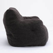 010-Soft Teddy Fabric Tufted Foam Bean Bag Chair With Teddy Fabric Dark Gray Hallohomie