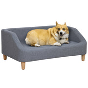 PawHut 38" Dog Sofa for Medium Large Dogs, Dog Couch with Removable Cushion, Washable Cover, Anti-slip Feet for Dogs Up to 55 lbs, Gray Hallohomie