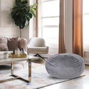 Minky Velvet Bean Bag Chair, Grey - 3ft Plush Floor Chair for Kids and Adults w/Washable Cover, Lounge Chair with Stretchable Fabric, Comfy Bedroom Chair, Filled with Shredded and Memory Foam. Hallohomie