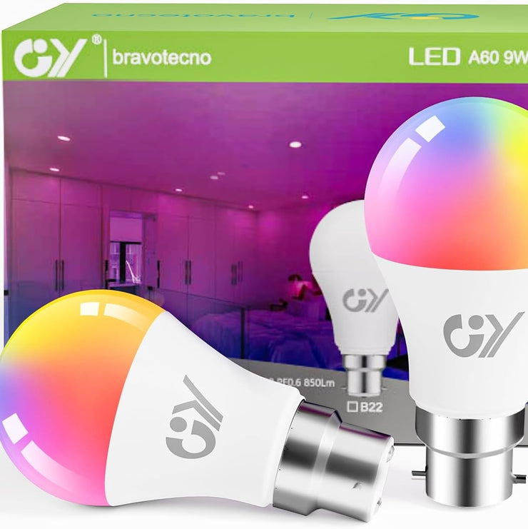 GY B22 LED A60 Smart WiFi Lamp | 9W, 850 Lumens | Compatible with Alexa Echo, Google Assistan