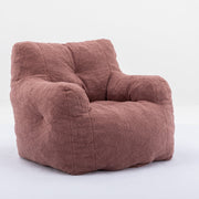 010-Soft Teddy Fabric Tufted Foam Bean Bag Chair With Teddy Fabric Bean Paste Red Hallohomie