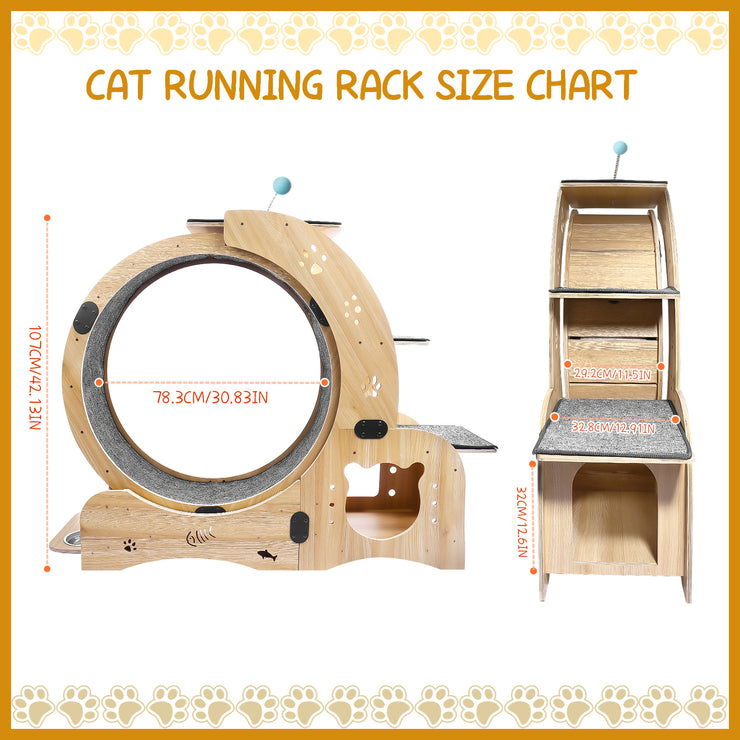 Cat Wheel 4-in-1 Cat Exercise Wheel,Upgraded Cat Wheel Exerciser for Indoor Cats,Large Cat Treadmill,Cat Running Wheel with Silent Wheel,Cat Walking Wheel Cat Furniture Cat Toys Hallohomie
