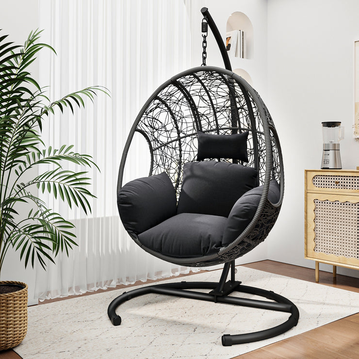New Comming Outdoor Indoor PE wicker Swing Egg Chair Gray Color Hallohomie