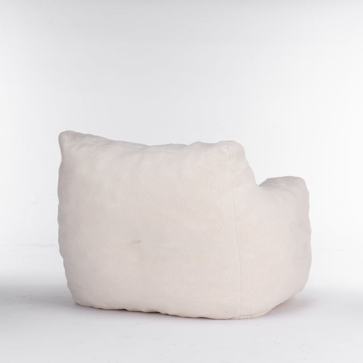 010-Soft Teddy Fabric Tufted Foam Bean Bag Chair With Teddy Fabric Ivory White Hallohomie