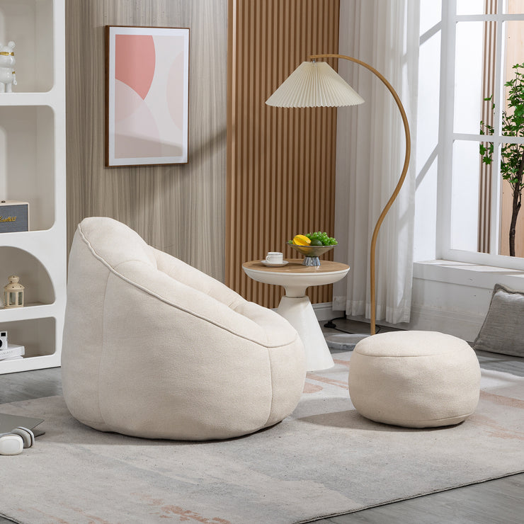 Bedding Bean Bag Sofa Chair High Pressure Foam Bean Bag Chair Adult Material with Padded Foam Padding Compressed Bean Bag With Footrest Hallohomie
