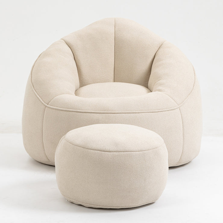Bedding Bean Bag Sofa Chair High Pressure Foam Bean Bag Chair Adult Material with Padded Foam Padding Compressed Bean Bag With Footrest Hallohomie