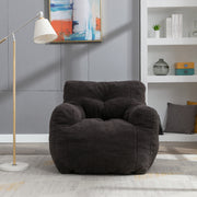 010-Soft Teddy Fabric Tufted Foam Bean Bag Chair With Teddy Fabric Dark Gray Hallohomie
