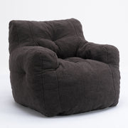 010-Soft Teddy Fabric Tufted Foam Bean Bag Chair With Teddy Fabric Dark Gray Hallohomie