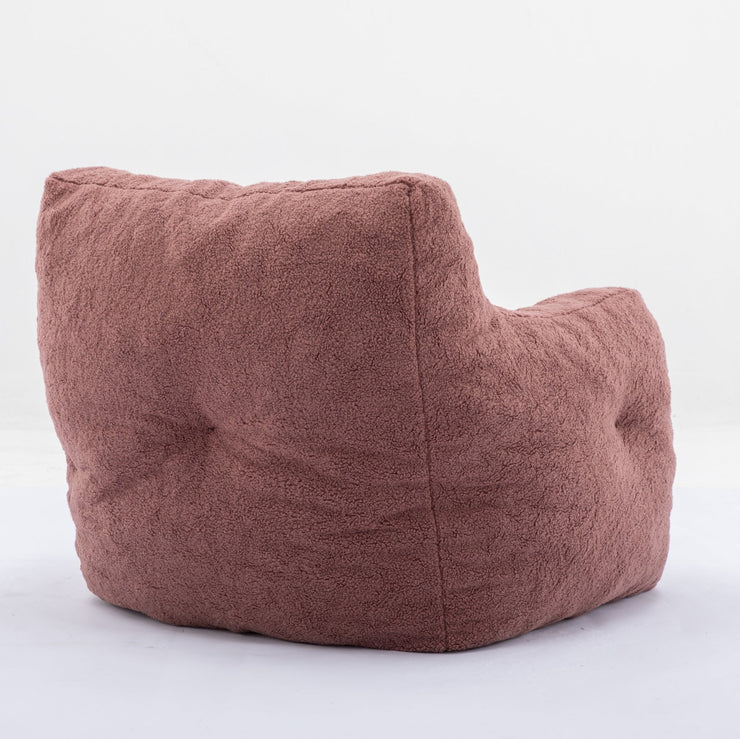 010-Soft Teddy Fabric Tufted Foam Bean Bag Chair With Teddy Fabric Bean Paste Red Hallohomie