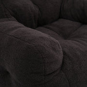 010-Soft Teddy Fabric Tufted Foam Bean Bag Chair With Teddy Fabric Dark Gray Hallohomie