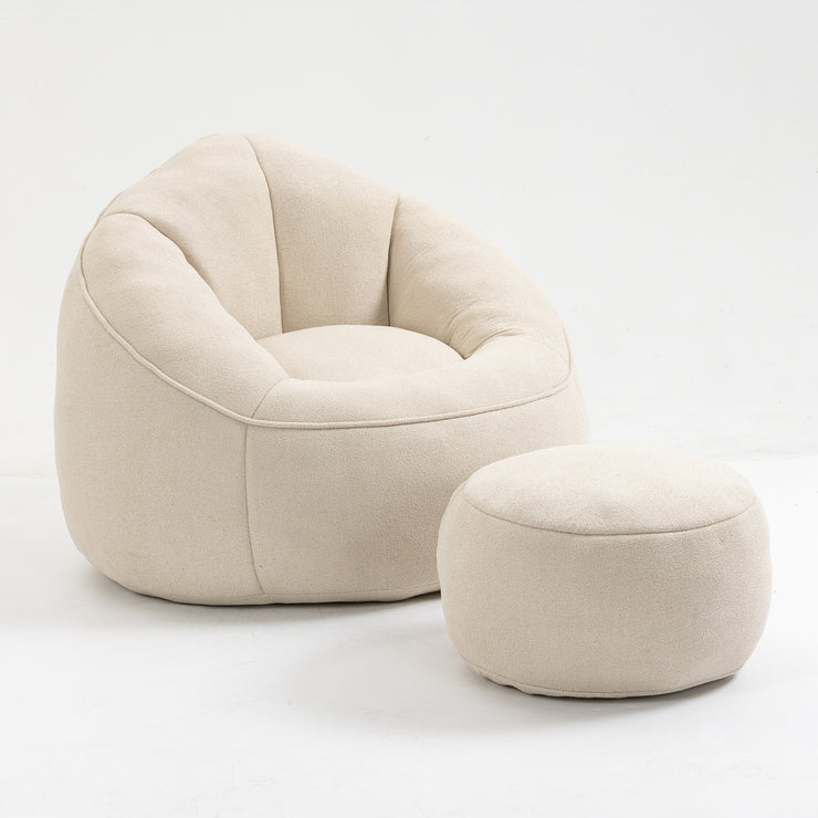 Bedding Bean Bag Sofa Chair High Pressure Foam Bean Bag Chair Adult Material with Padded Foam Padding Compressed Bean Bag With Footrest Hallohomie