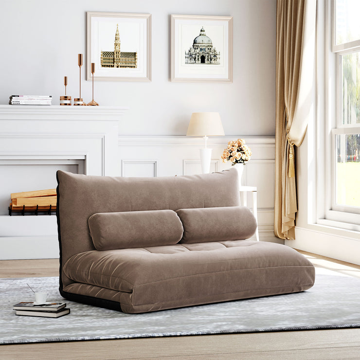 Orisfur. Lazy Sofa Adjustable Folding Futon Sofa Video Gaming Sofa with Two Pillows Hallohomie
