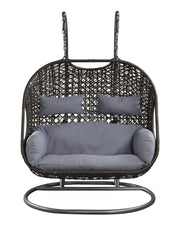 ACME Vasta Patio Swing Chair with Stand, Fabric & Wicker (1Set/3Ctn) 45084 Hallohomie