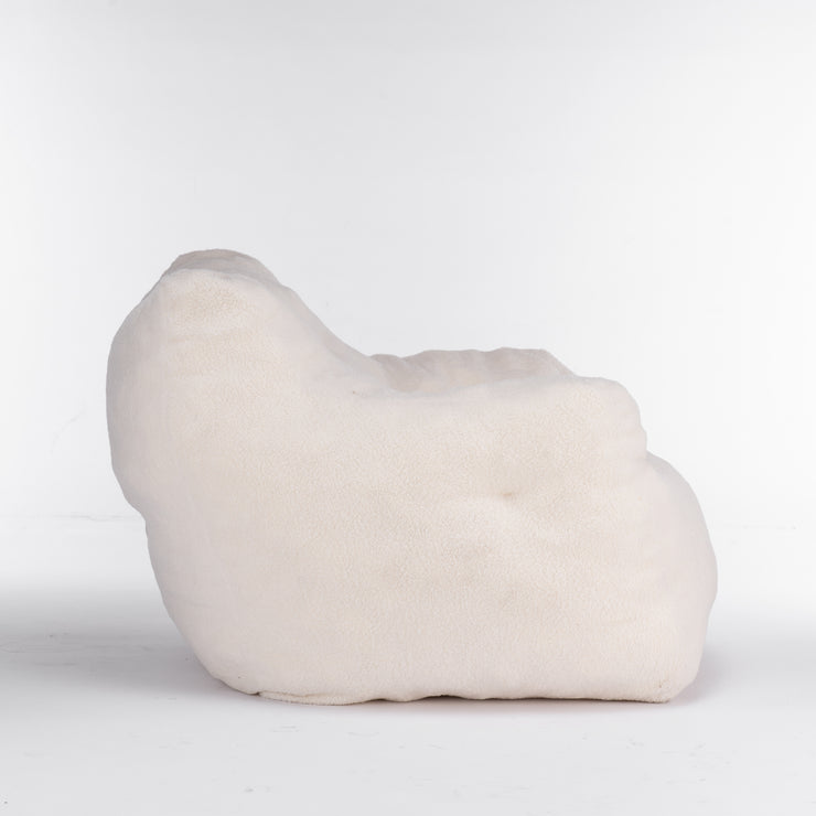 010-Soft Teddy Fabric Tufted Foam Bean Bag Chair With Teddy Fabric Ivory White Hallohomie