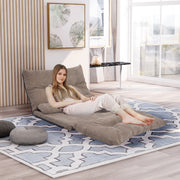 Orisfur. Lazy Sofa Adjustable Folding Futon Sofa Video Gaming Sofa with Two Pillows Hallohomie