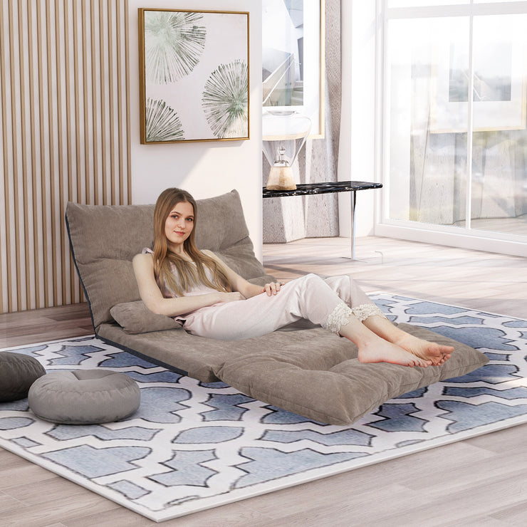 Orisfur. Lazy Sofa Adjustable Folding Futon Sofa Video Gaming Sofa with Two Pillows Hallohomie