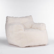 010-Soft Teddy Fabric Tufted Foam Bean Bag Chair With Teddy Fabric Ivory White Hallohomie