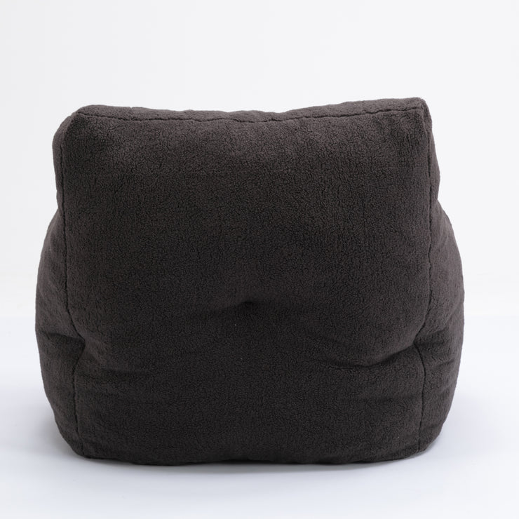 010-Soft Teddy Fabric Tufted Foam Bean Bag Chair With Teddy Fabric Dark Gray Hallohomie