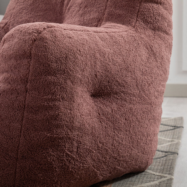 010-Soft Teddy Fabric Tufted Foam Bean Bag Chair With Teddy Fabric Bean Paste Red Hallohomie