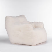010-Soft Teddy Fabric Tufted Foam Bean Bag Chair With Teddy Fabric Ivory White Hallohomie