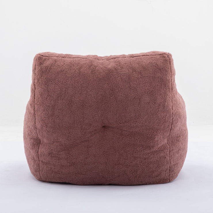 010-Soft Teddy Fabric Tufted Foam Bean Bag Chair With Teddy Fabric Bean Paste Red Hallohomie