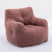 010-Soft Teddy Fabric Tufted Foam Bean Bag Chair With Teddy Fabric Bean Paste Red Hallohomie
