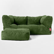 The Albert Sofa Bean Bag Cord Forest Green Hallohomie