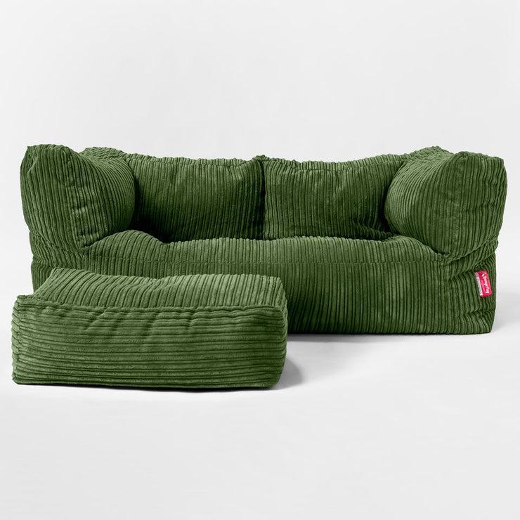 The Albert Sofa Bean Bag Cord Forest Green Hallohomie