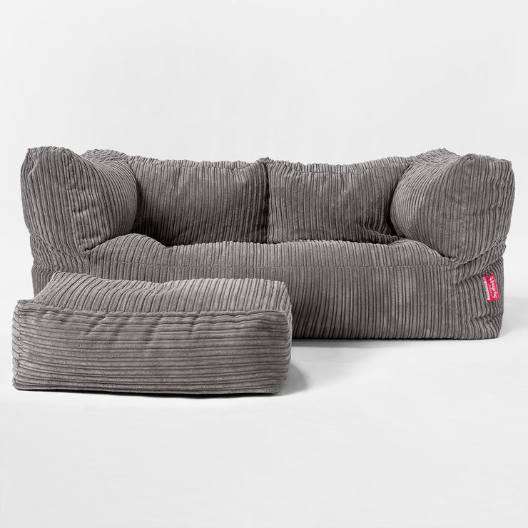 The Albert Sofa Bean Bag Cord Graphite Grey Hallohomie