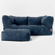 The Albert Sofa Bean Bag Cord Navy Blue Hallohomie
