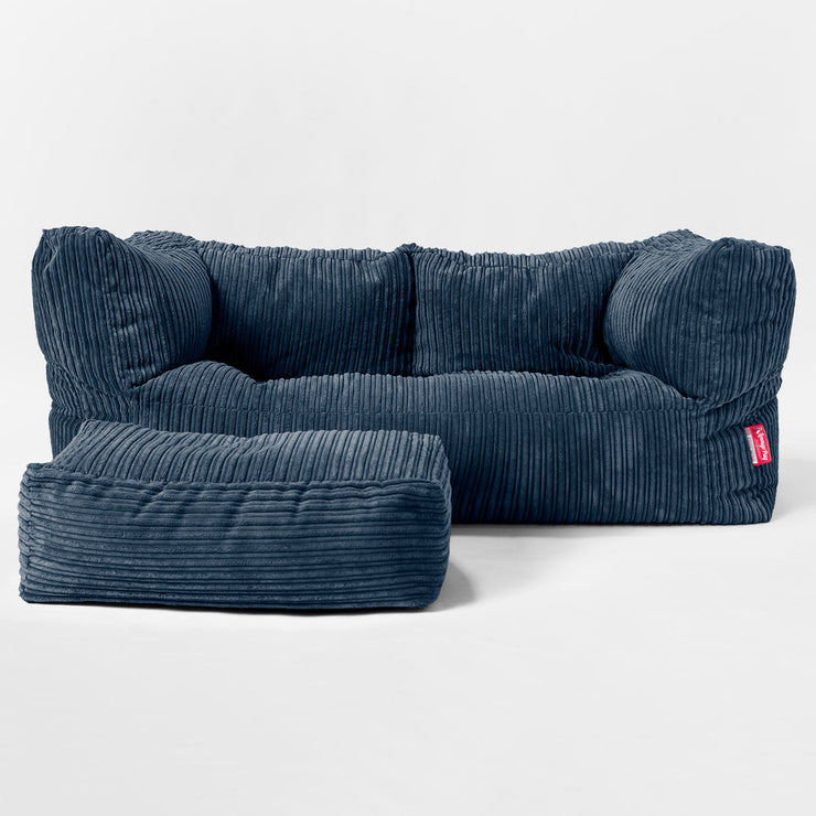 The Albert Sofa Bean Bag Cord Navy Blue Hallohomie