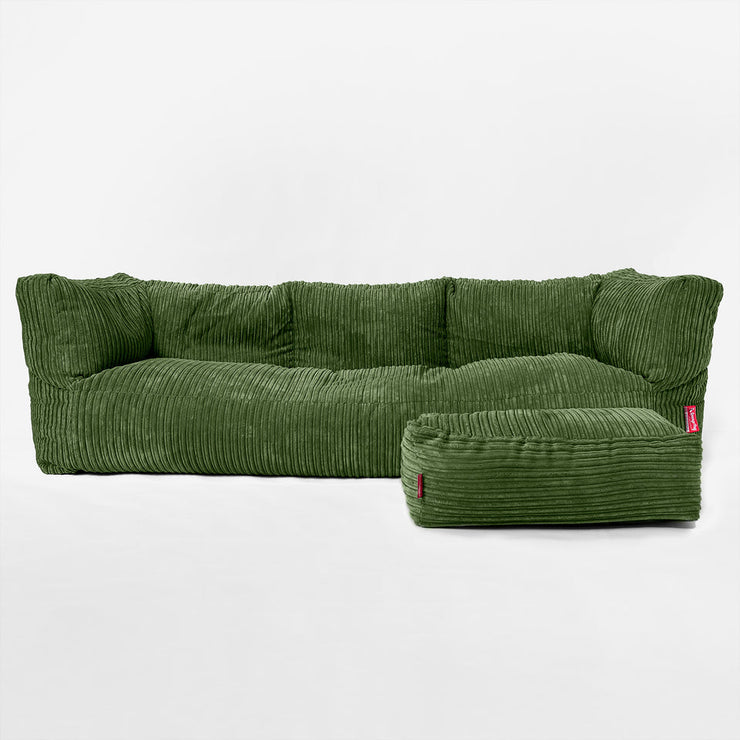 The Albert Sofa Bean Bag Cord Forest Green Hallohomie